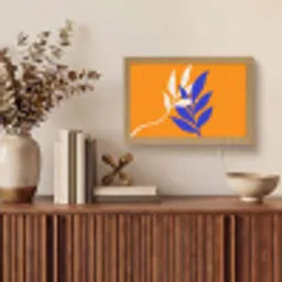 Takken - Bladeren - Minimalistisch - Blauw Light Box met kabel (Tafellamp) klein -sfeer2