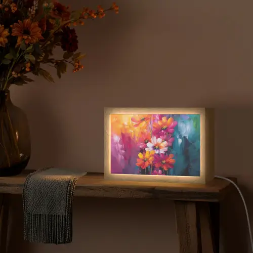 Felle bloemen - Dynamisch - Levendig Light Box met kabel (Tafellamp) klein -sfeer4