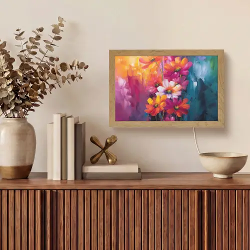 Felle bloemen - Dynamisch - Levendig Light Box met kabel (Tafellamp) klein -sfeer2