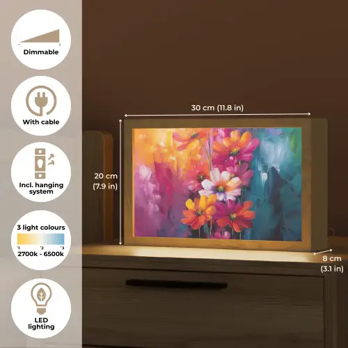 Felle bloemen - Dynamisch - Levendig Light Box met kabel (Tafellamp) klein -USP_EN