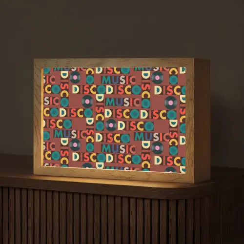 Bruin - Retro - Disco - Patroon Light Box met kabel (Tafellamp) klein 924 -z3d_website