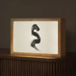Penseelstreek - Zwart - Minimalistisch Light Box met kabel (Tafellamp) klein -z3d_website