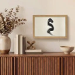 Penseelstreek - Zwart - Minimalistisch Light Box met kabel (Tafellamp) klein -sfeer2