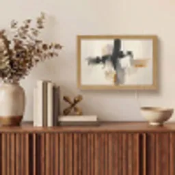 Penseelstreken - Ruw - Abstract - Beige Light Box met kabel (Tafellamp) klein -sfeer2