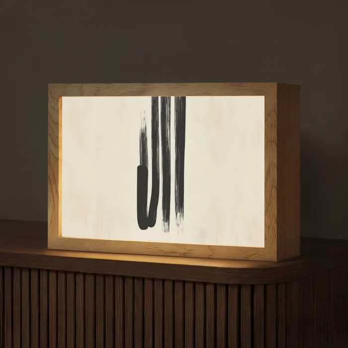 Penseelstreken - Verticaal - Zwart Light Box met kabel (Tafellamp) klein -z3d_website