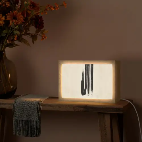 Penseelstreken - Verticaal - Zwart Light Box met kabel (Tafellamp) klein -sfeer4
