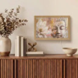 Buddha - Bloem - Goud - Roze - Abstract Light Box met kabel (Tafellamp) klein -sfeer2