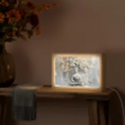 Boeddha - Bloemen - Boom - Goud - Modern Light Box met kabel (Tafellamp) klein -sfeer4