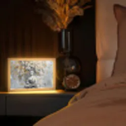 Boeddha - Bloemen - Boom - Goud - Modern Light Box met kabel (Tafellamp) klein -sfeer1