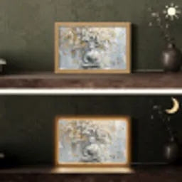 Boeddha - Bloemen - Boom - Goud - Modern Light Box met kabel (Tafellamp) klein -sfeer3