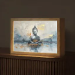 Buddha - Goud - Abstract - Modern Light Box met kabel (Tafellamp) klein -z3d_website