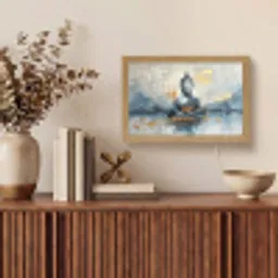 Buddha - Goud - Abstract - Modern Light Box met kabel (Tafellamp) klein -sfeer2