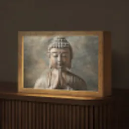 Boedha - Beeld - Bruin - Rust Light Box met kabel (Tafellamp) klein -z3d_website