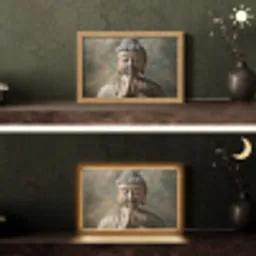 Boedha - Beeld - Bruin - Rust Light Box met kabel (Tafellamp) klein -sfeer3