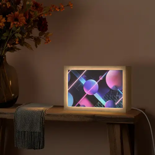 Bollen - Neon - Lijnen - Roze Light Box met kabel (Tafellamp) klein -sfeer4