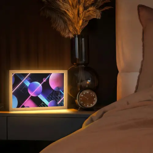 Bollen - Neon - Lijnen - Roze Light Box met kabel (Tafellamp) klein -sfeer1