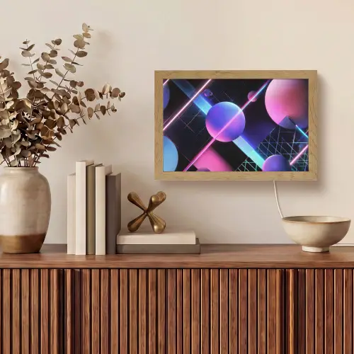 Bollen - Neon - Lijnen - Roze Light Box met kabel (Tafellamp) klein -sfeer2