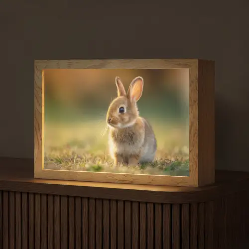 Konijntje - Bruin - Gras Light Box met kabel (Tafellamp) klein -z3d_website
