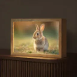 Konijntje - Bruin - Gras Light Box met kabel (Tafellamp) klein -z3d_website