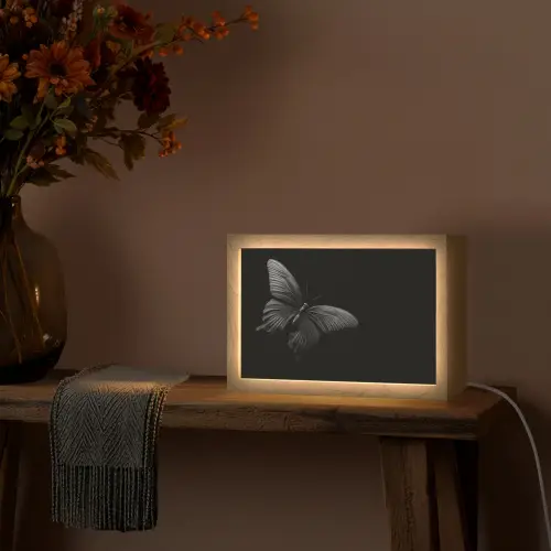 Vlinder - Zwart - Insect - Dieren Light Box met kabel (Tafellamp) klein -sfeer4