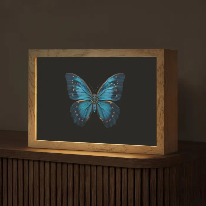 Vlinder - Blauw - Contrast Light Box met kabel (Tafellamp) klein -z3d_website