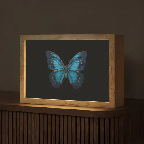 Vlinder - Blauw - Contrast Light Box met kabel (Tafellamp) klein -z3d_website