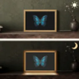 Vlinder - Blauw - Contrast Light Box met kabel (Tafellamp) klein -sfeer3