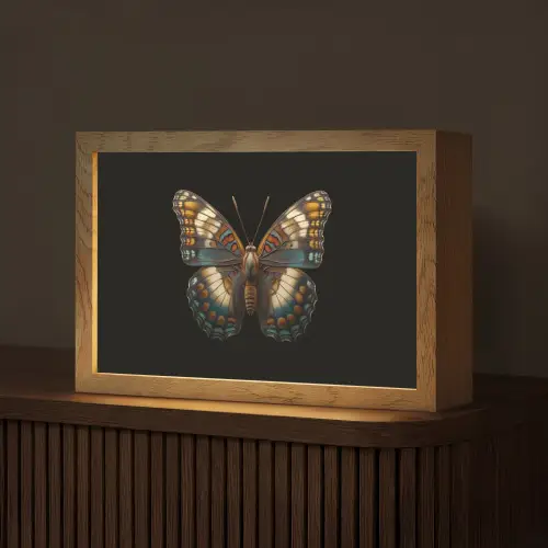 Vlinder - Kleurrijk - mozaïekachtig Light Box met kabel (Tafellamp) klein -z3d_website