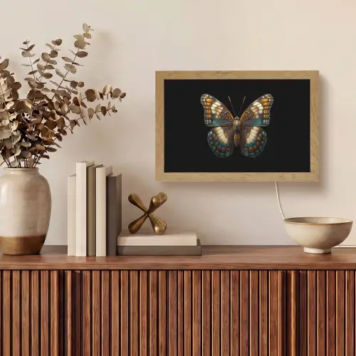 Vlinder - Kleurrijk - mozaïekachtig Light Box met kabel (Tafellamp) klein -sfeer2