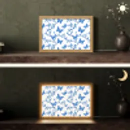 Vlinder - Bloemen - Blauw Light Box met kabel (Tafellamp) klein 924 -sfeer3