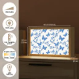Vlinder - Bloemen - Blauw Light Box met kabel (Tafellamp) klein 924 -USP_EN