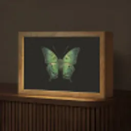 Vlinder - Groen - Diepte Light Box met kabel (Tafellamp) klein -z3d_website