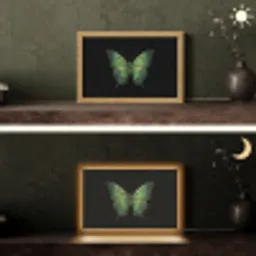 Vlinder - Groen - Diepte Light Box met kabel (Tafellamp) klein -sfeer3
