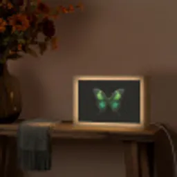 Vlinder - Groen - Opvallend Light Box met kabel (Tafellamp) klein -sfeer4