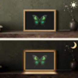 Vlinder - Groen - Opvallend Light Box met kabel (Tafellamp) klein -sfeer3