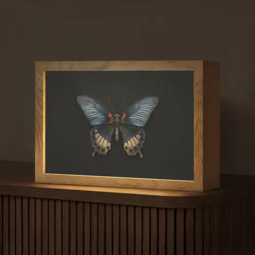 Vlinder - Metaalachtig - Geometrisch patroon Light Box met kabel (Tafellamp) klein -z3d_website