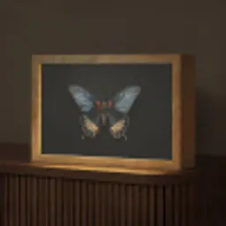 Vlinder - Metaalachtig - Geometrisch patroon Light Box met kabel (Tafellamp) klein -z3d_website