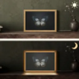 Vlinder - Monochroom - Balans Light Box met kabel (Tafellamp) klein -sfeer3