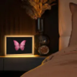 Vlinder - roze - Elegant Light Box met kabel (Tafellamp) klein -sfeer1