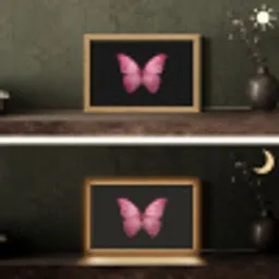 Vlinder - roze - Elegant Light Box met kabel (Tafellamp) klein -sfeer3