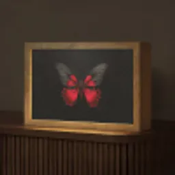 Vlinder - Rood - Contrast Light Box met kabel (Tafellamp) klein -z3d_website