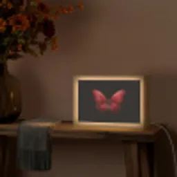 Vlinder - Rood - Minimalistisch Light Box met kabel (Tafellamp) klein -sfeer4