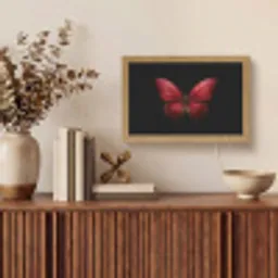 Vlinder - Rood - Minimalistisch Light Box met kabel (Tafellamp) klein -sfeer2
