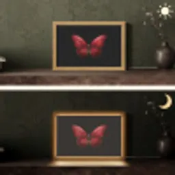 Vlinder - Rood - Minimalistisch Light Box met kabel (Tafellamp) klein -sfeer3