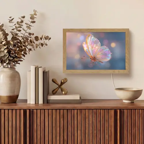 Vlinder - Vleugels - Pastel - Glinstering Light Box met kabel (Tafellamp) klein -sfeer2