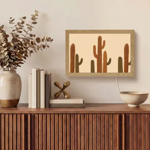 Cactus - Woestijn - Zand - Bruin Light Box met kabel (Tafellamp) klein -sfeer2