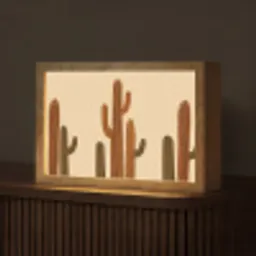Cactus - Woestijn - Zand - Bruin Light Box met kabel (Tafellamp) klein -z3d_website