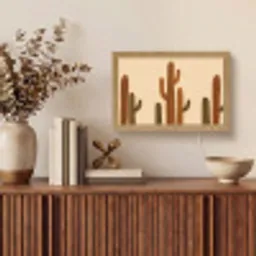 Cactus - Woestijn - Zand - Bruin Light Box met kabel (Tafellamp) klein -sfeer2