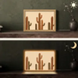 Cactus - Woestijn - Zand - Bruin Light Box met kabel (Tafellamp) klein -sfeer3