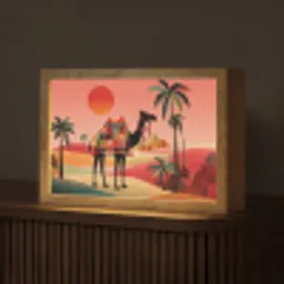 Kameel - Gekleurd tapijt - Duinen - Rode zon Light Box met kabel (Tafellamp) klein -z3d_website